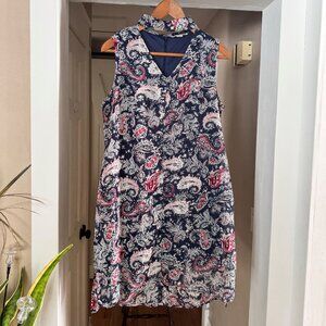 Simply Noelle Navy and Red Paisley Midi Dress